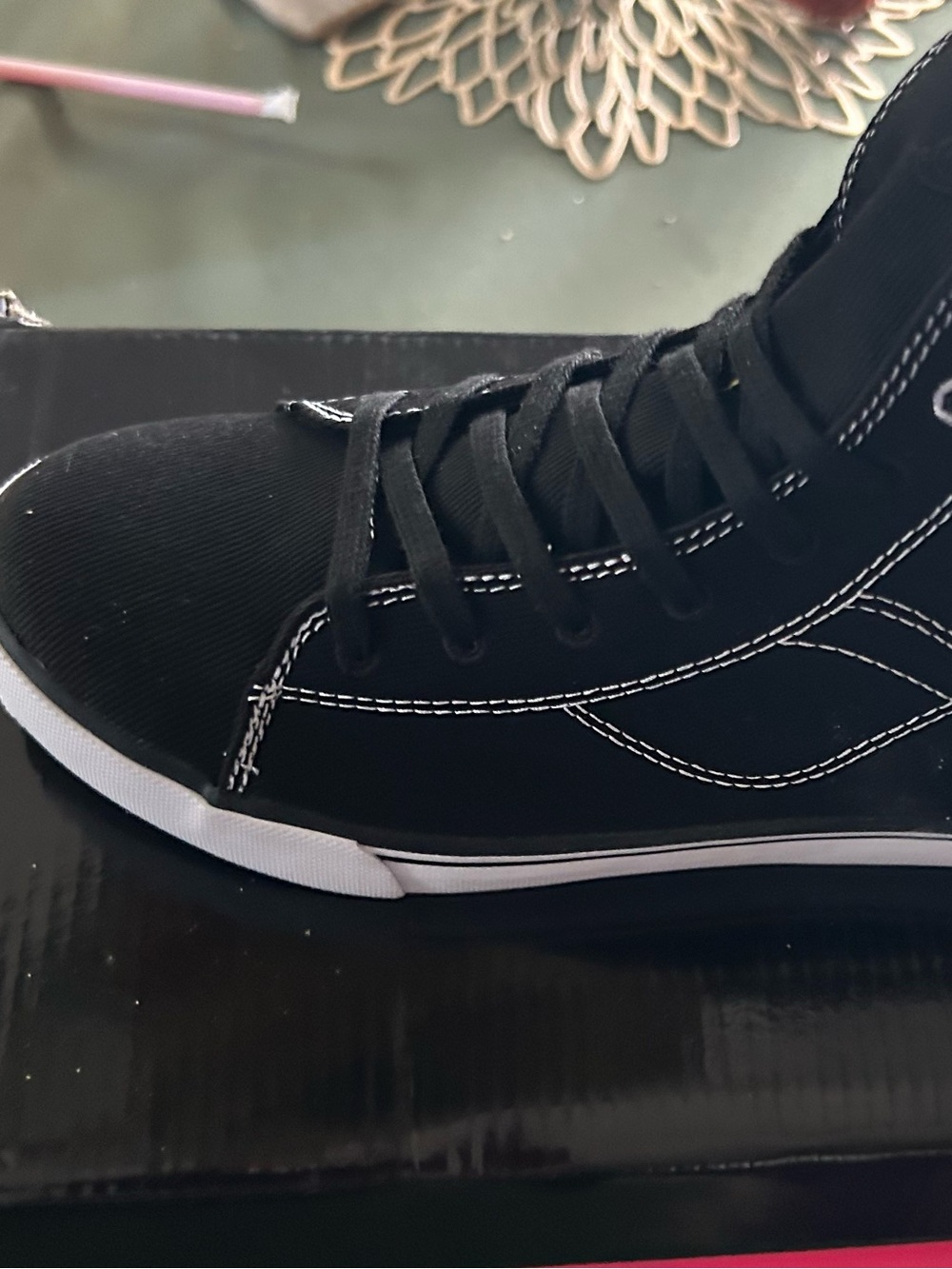Pastry Black High-Top Athletic Sneakers with White Stitching